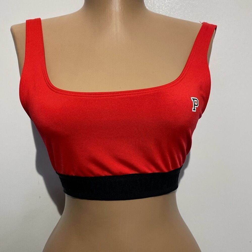 Pink Victoria's Secret Women's Red Black Ultimate Lightly Lined Sports Bra Small